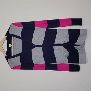 Crown & Ivy Button Front Striped Cardigan Sweater, Size S